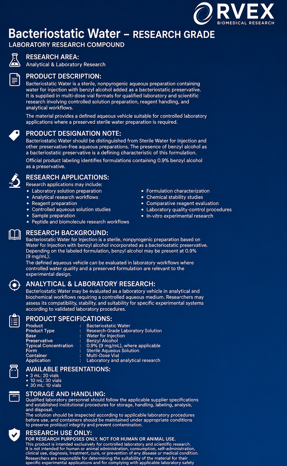 Bacteriostatic Water ( Research Only )
